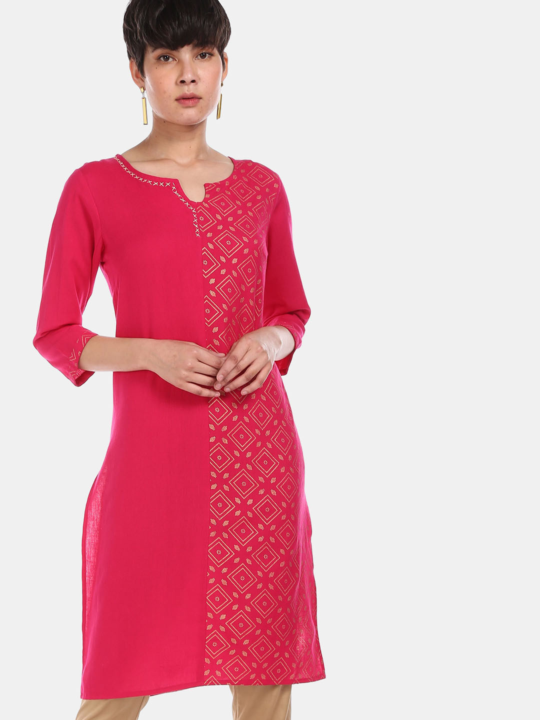 

Karigari Women Pink Ethnic Motifs Printed Kurta
