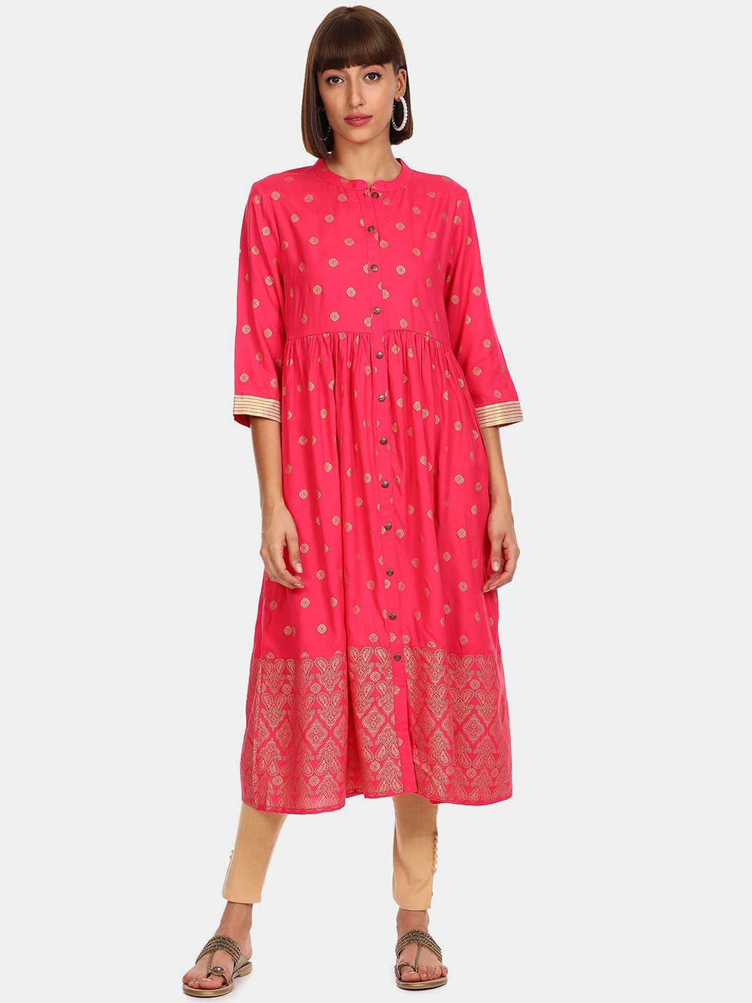 

Karigari Women Pink Ethnic Motifs Printed Kurta