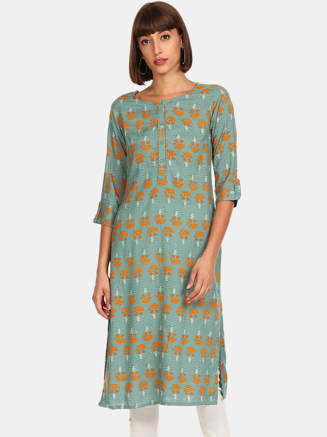 

Karigari Women Blue Ethnic Motifs Printed Kurta