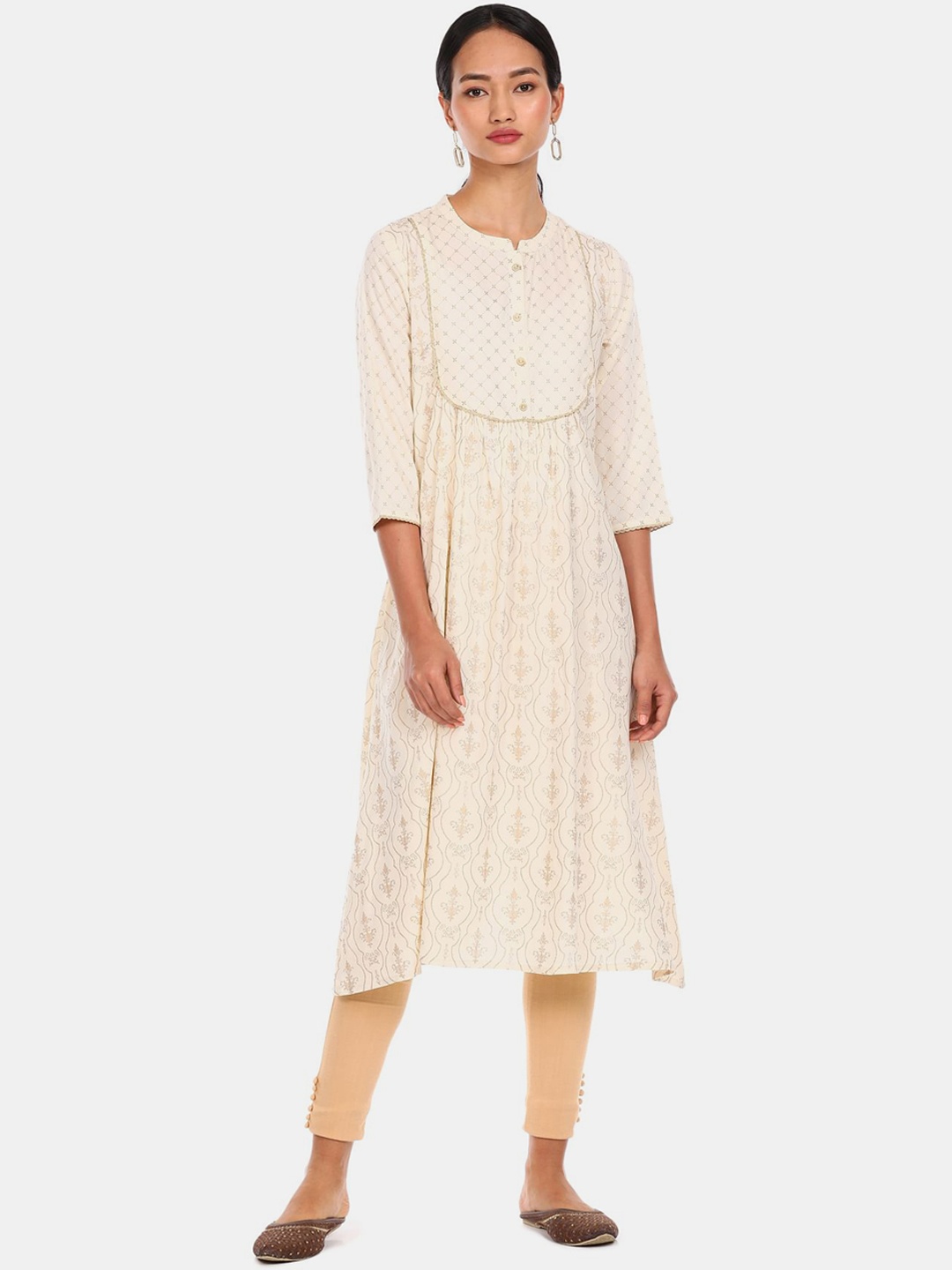

Karigari Women Off White Ethnic Motifs Printed Kurta