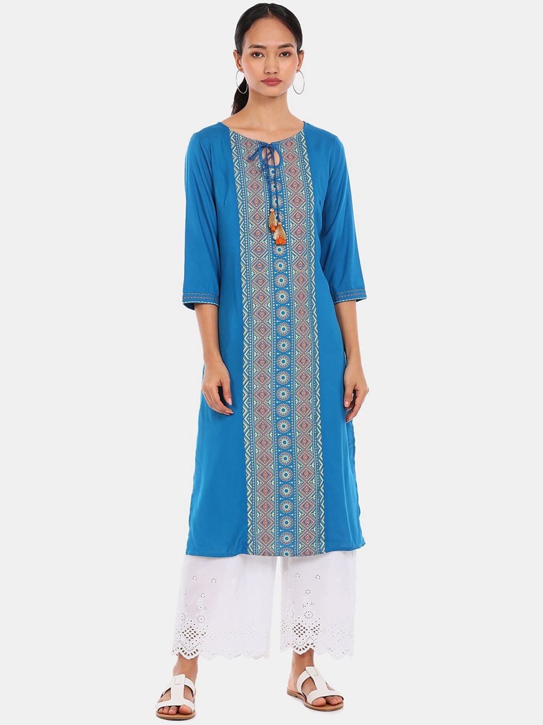 

Karigari Women Blue Ethnic Motifs Kurta