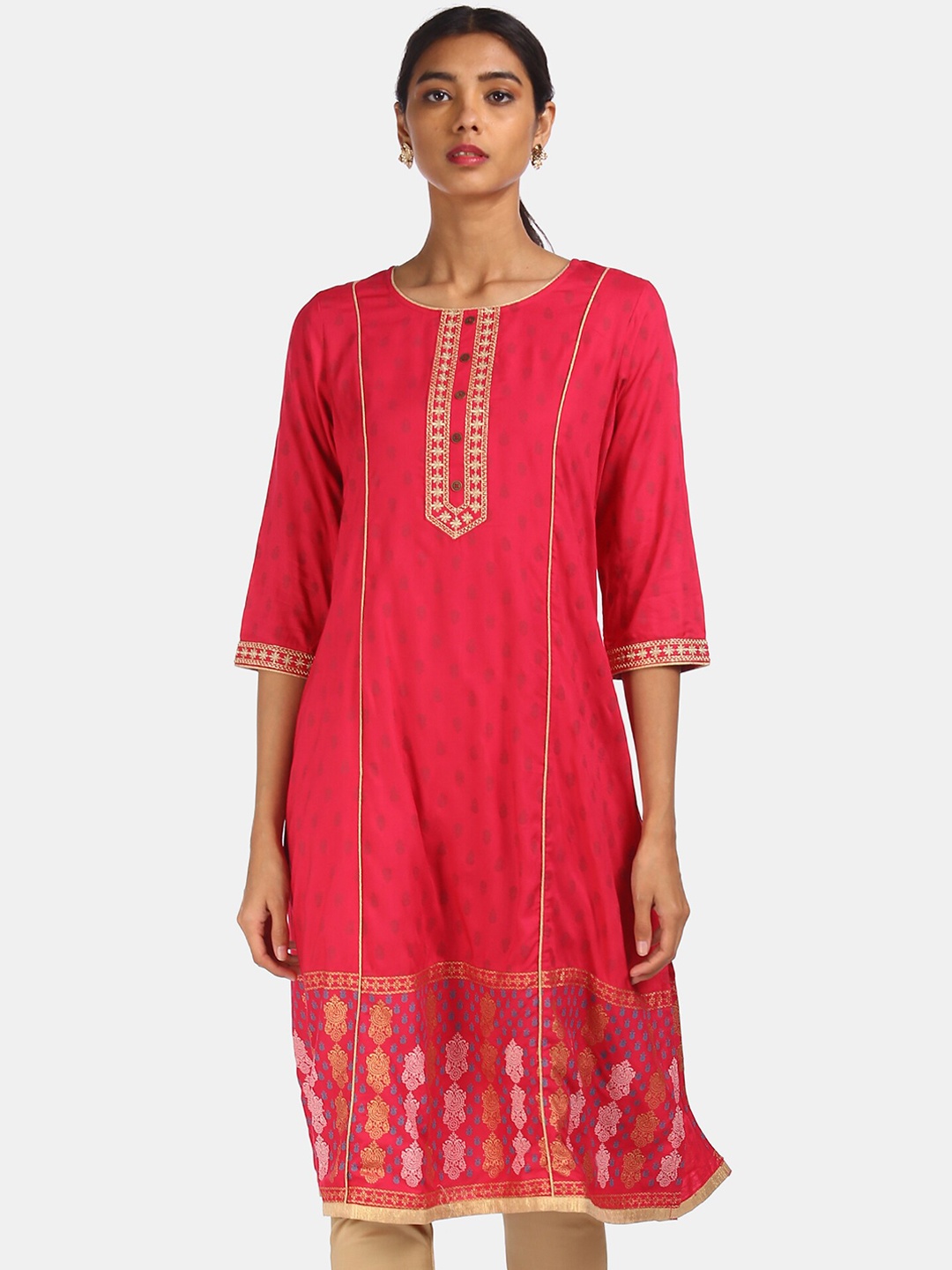 

Karigari Women Pink Thread Work Anarkali Kurta