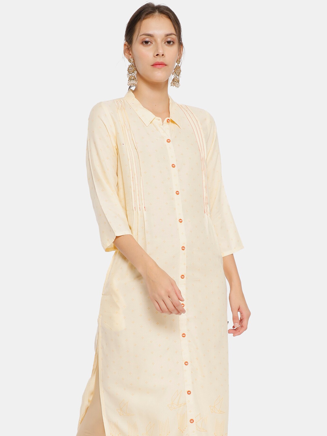 

Karigari Women Off White Striped Kurta