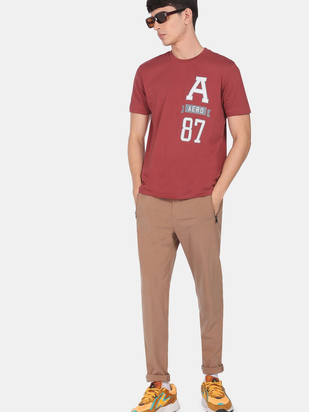 

Aeropostale Men Rust & White Typography Printed Cotton T-shirt
