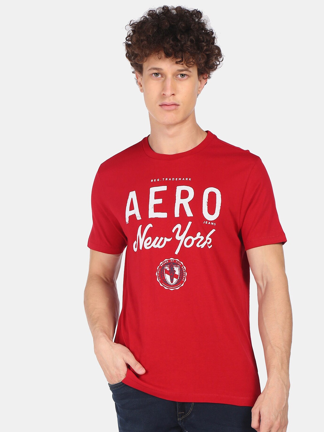 

Aeropostale Men Red & White Typography Printed Cotton T-shirt