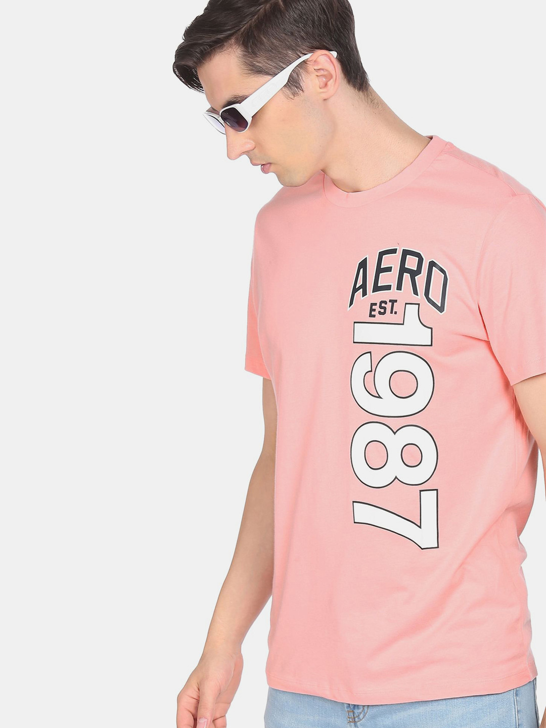 

Aeropostale Men Pink & White Typography Printed Cotton T-shirt