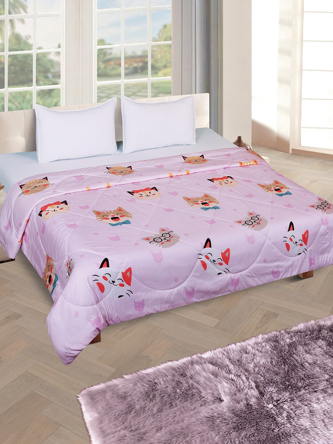 

ROMEE Purple Printed 210 GSM AC Room Double Bed Comforter