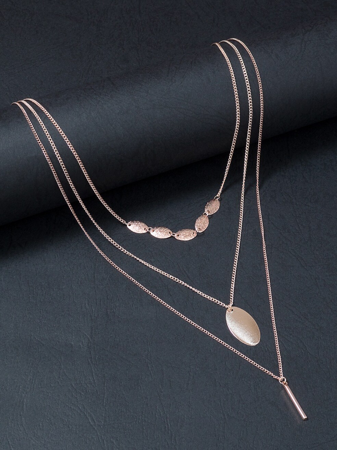

Golden Peacock Women Rose Gold Three Layered Necklace