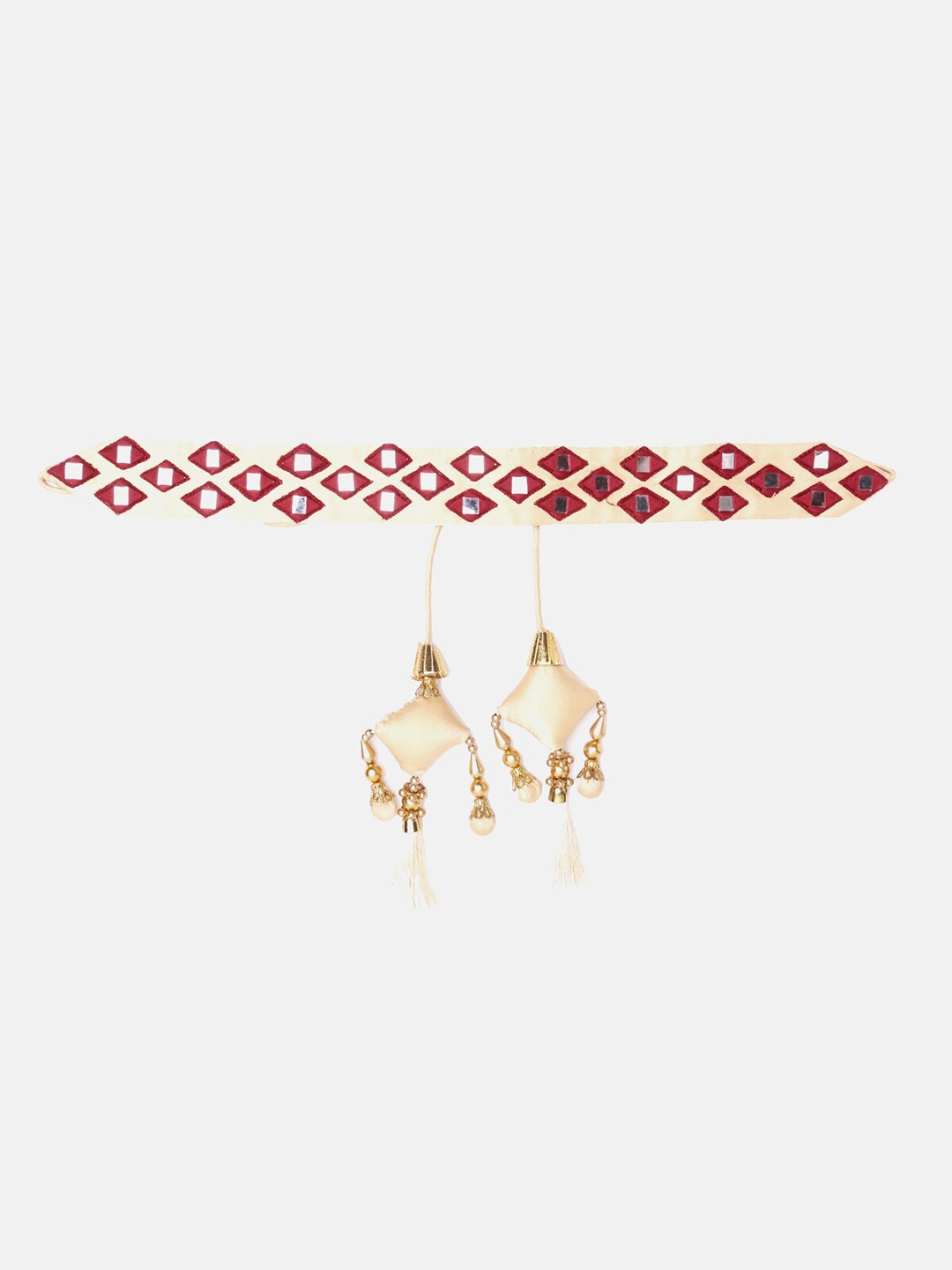 

panchhi Cream Designer Mirror Work Hand Made Waist Belt and Kamarbandh With Tassels