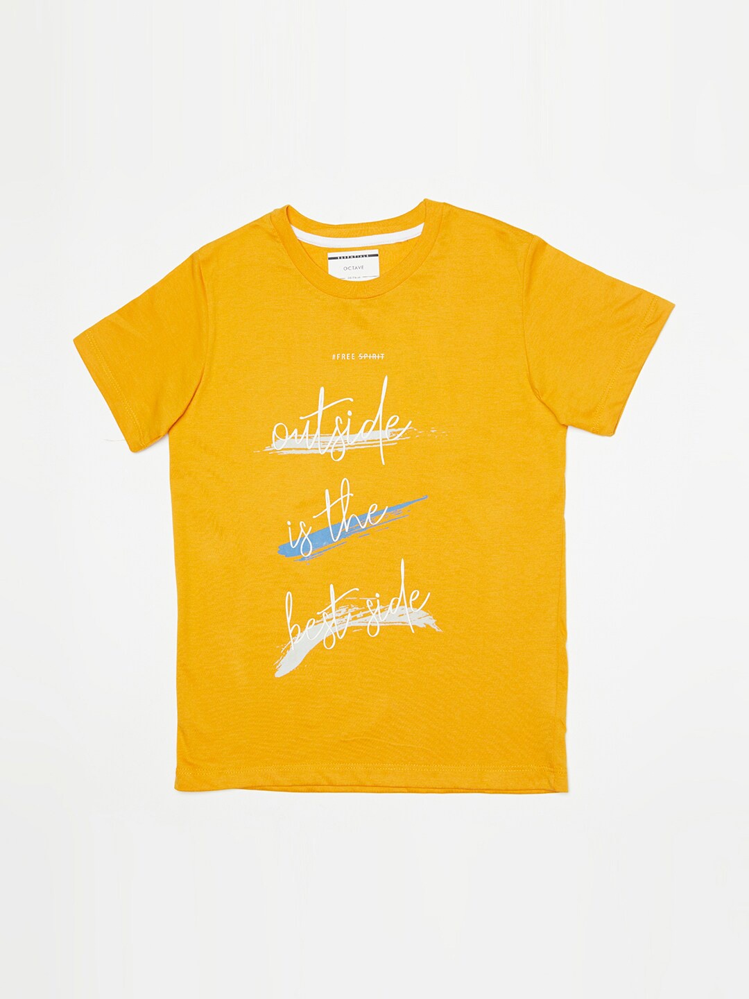 

Octave Boys Mustard Yellow & White Typography Printed T-shirt