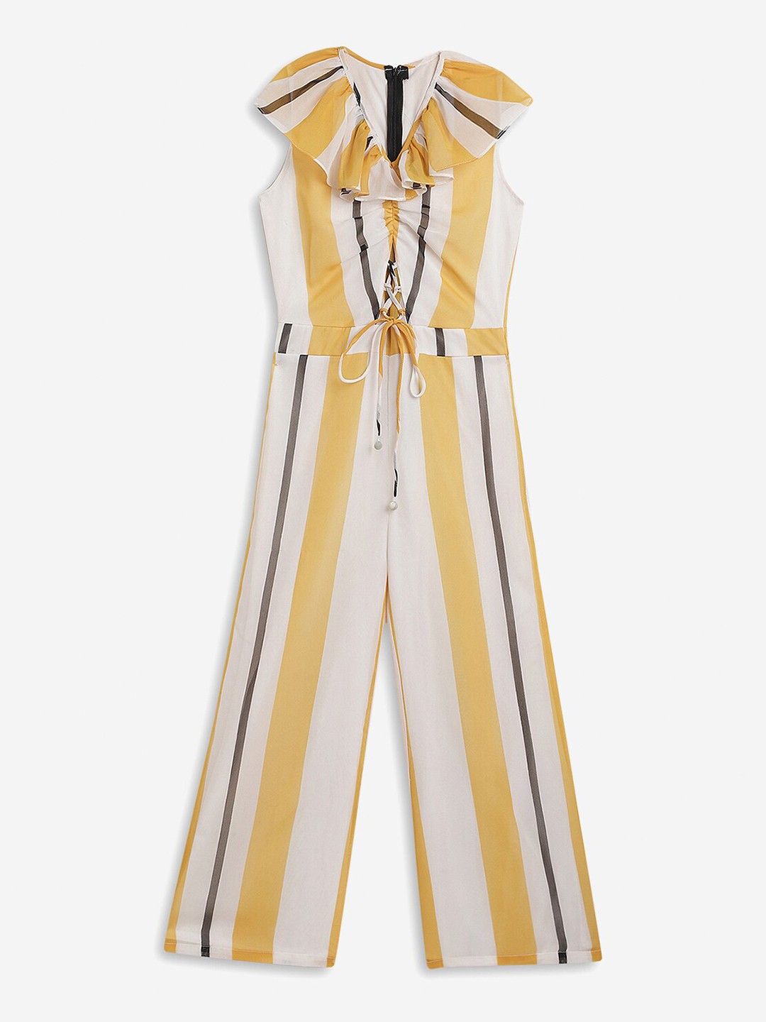 

Stuffie Land Girls Yellow & White Striped Basic Jumpsuit