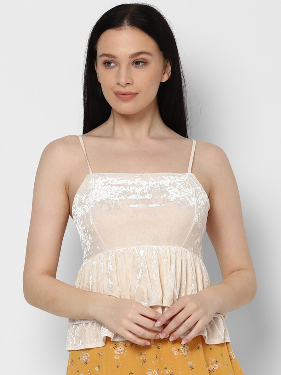 

AMERICAN EAGLE OUTFITTERS Pink Empire Shoulder Straps Crop Top