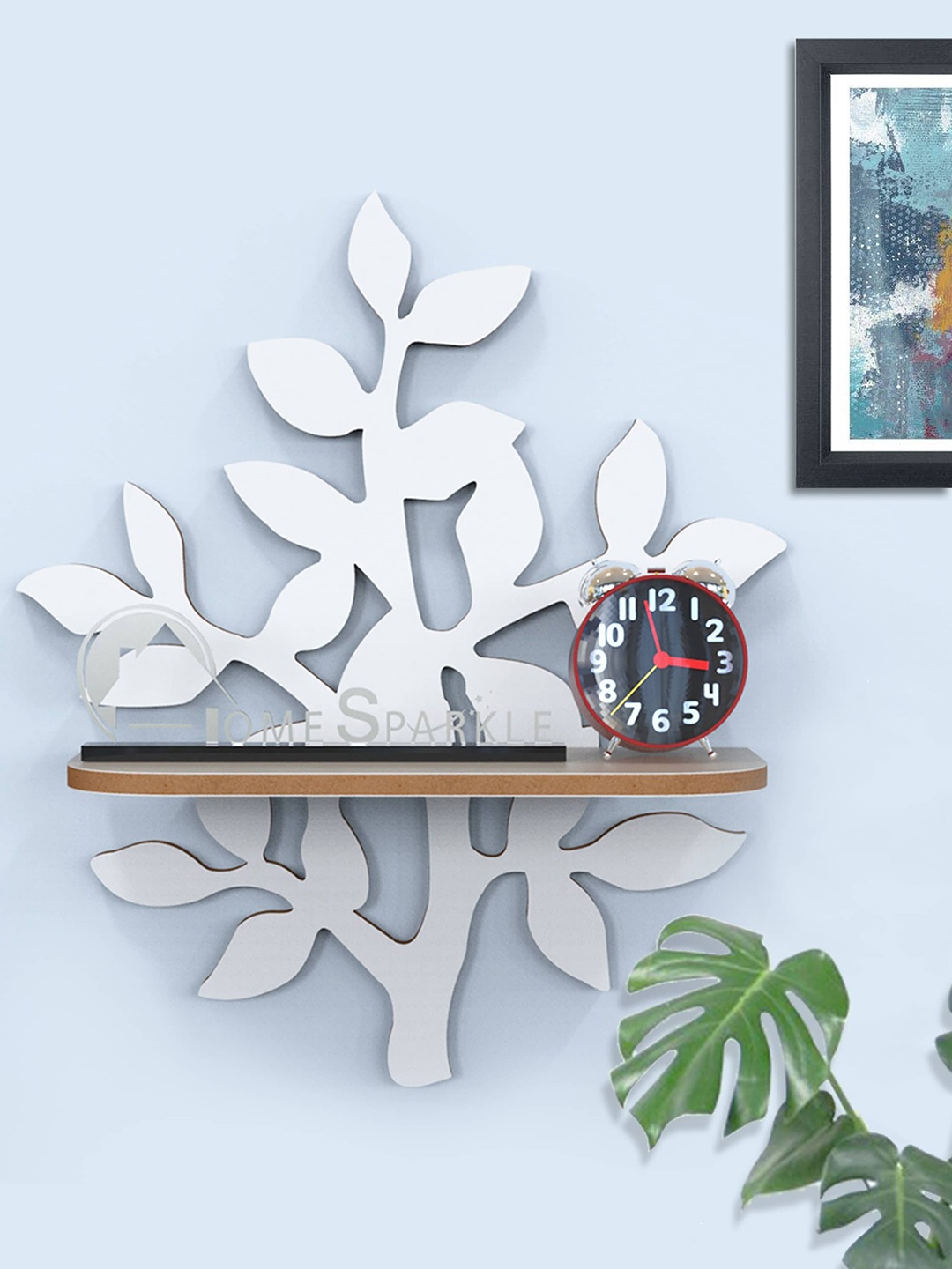 

Home Sparkle White & Brown MDF Basic Wall Shelf