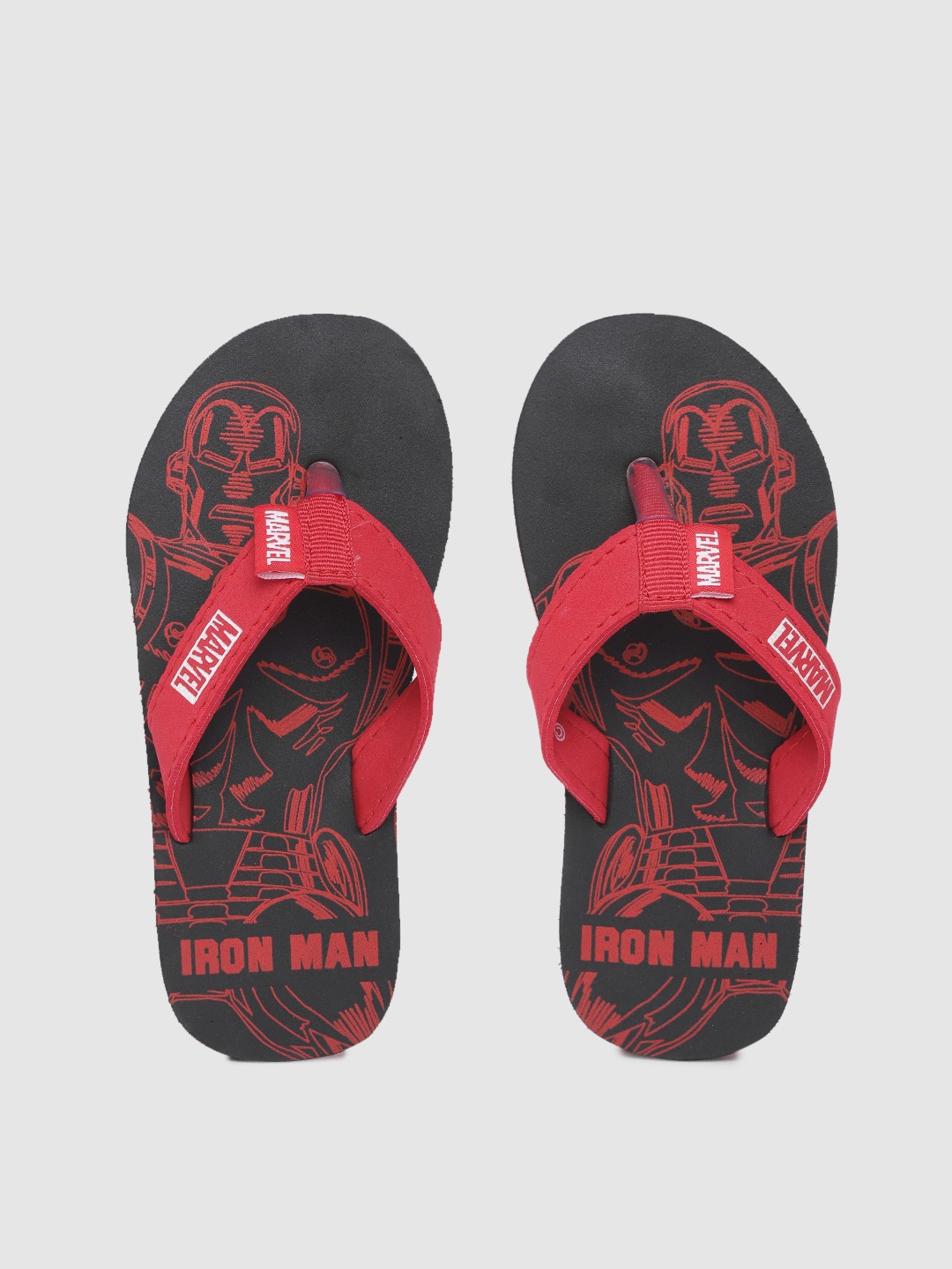 

toothless Boys Black & Red Marvel Avengers Iron Man Printed Rubber Flip-Flops