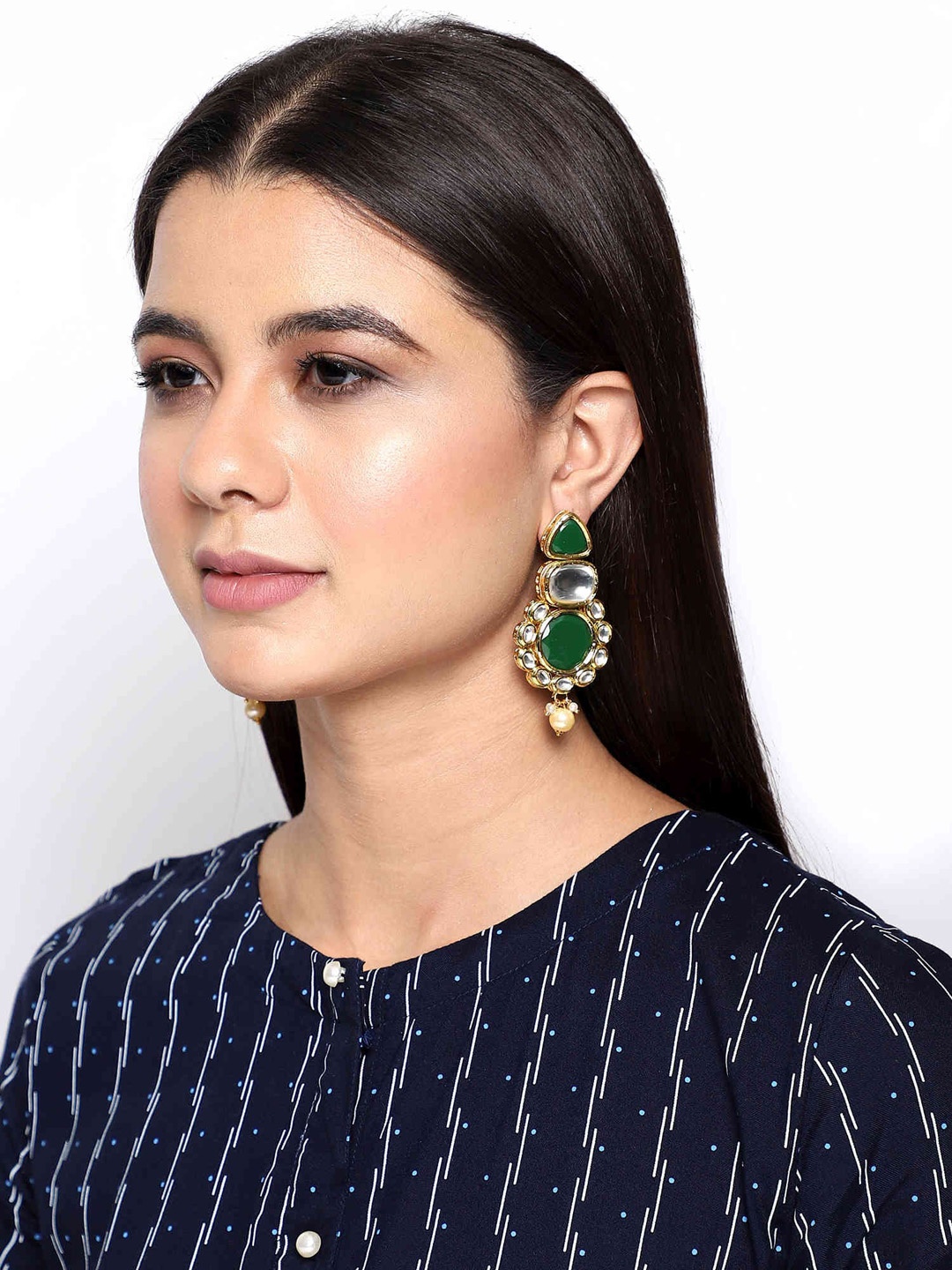 

Bellofox Gold Plated Green Contemporary Drop Earrings