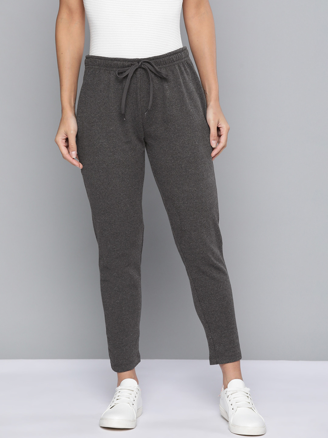 

Harvard Women Charcoal Grey Pure Cotton Regular Track Pants