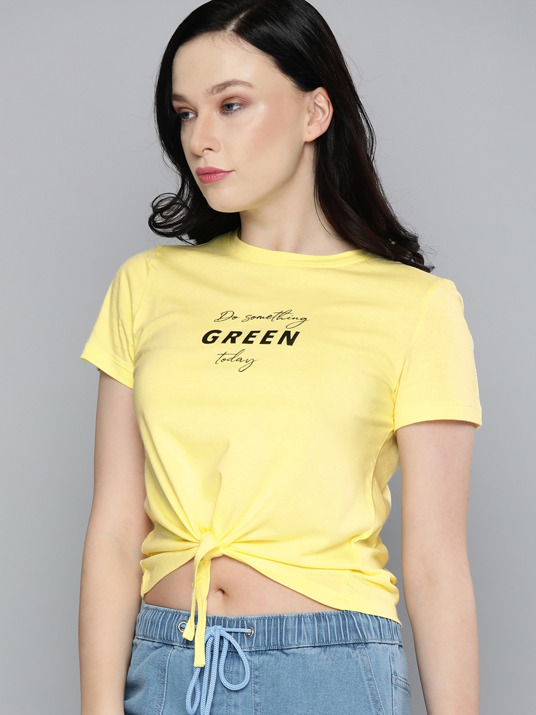 

Harvard Women Yellow & Black Printed T-shirt