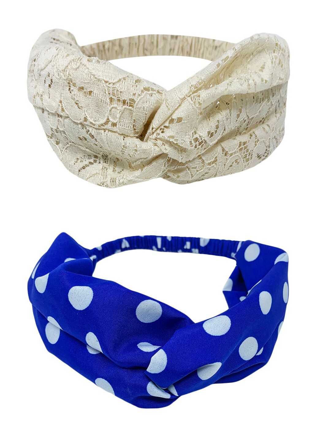 

Mint & Oak Women Beige & Blue Set of 2 Lace Hairbands Pack of 2