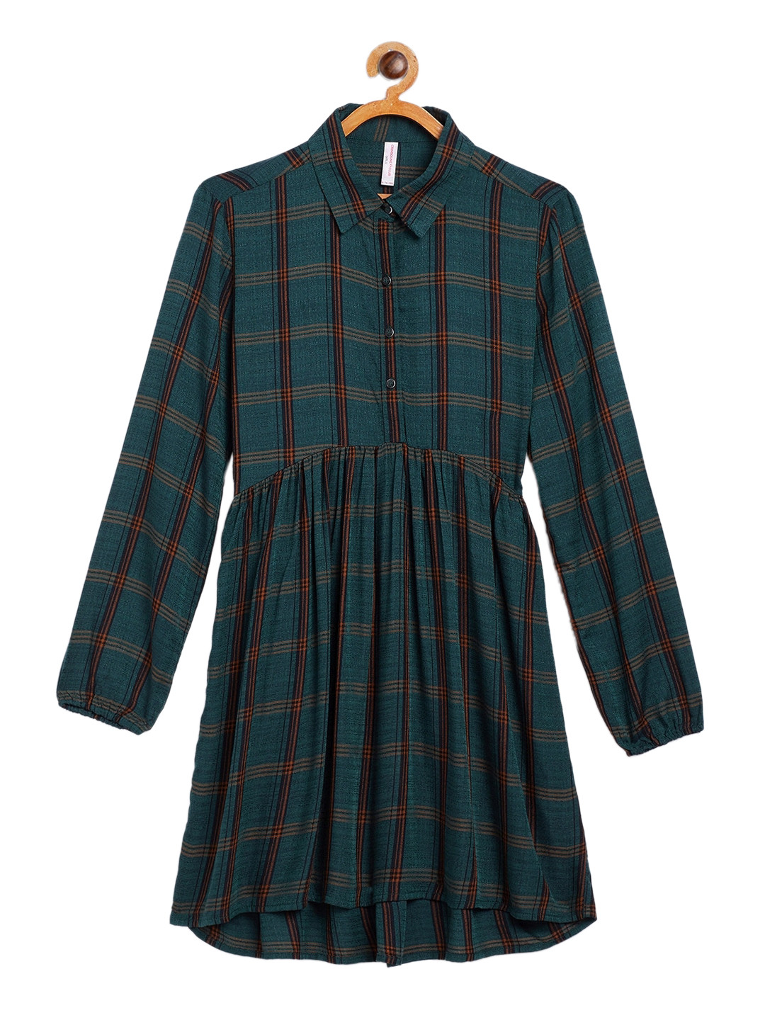 

Crimsoune Club Green Checked Shirt Dress
