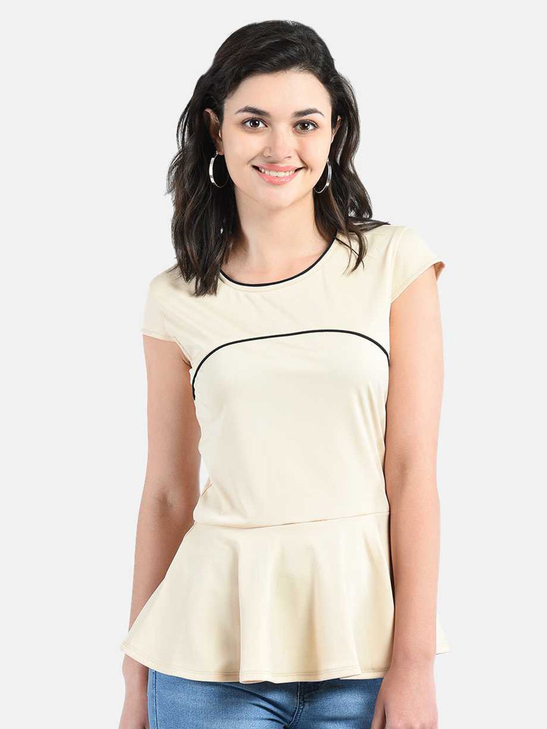 

AARA Women Beige Peplum Top