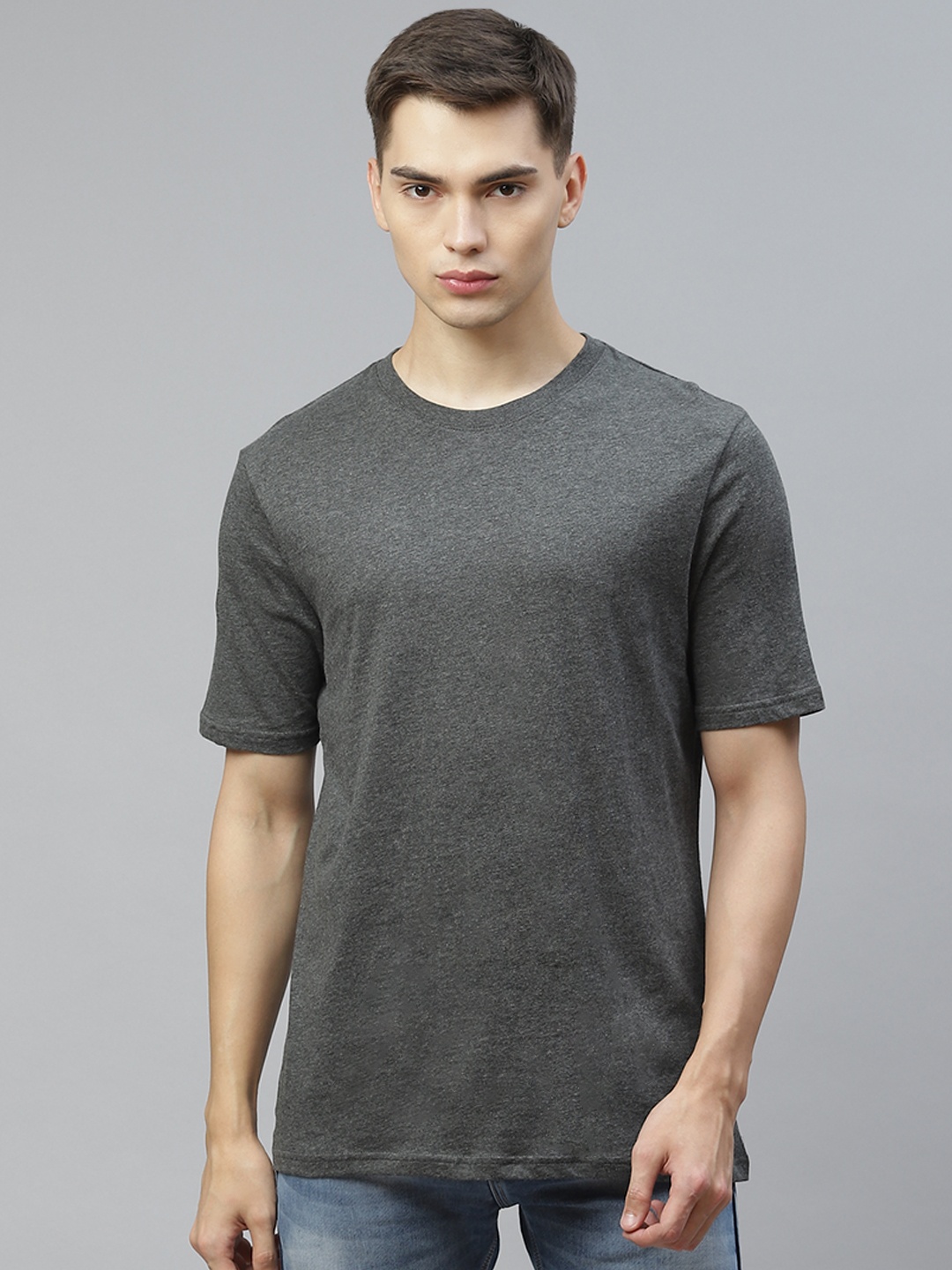 

Marks & Spencer Men Charcoal Cotton T-shirt