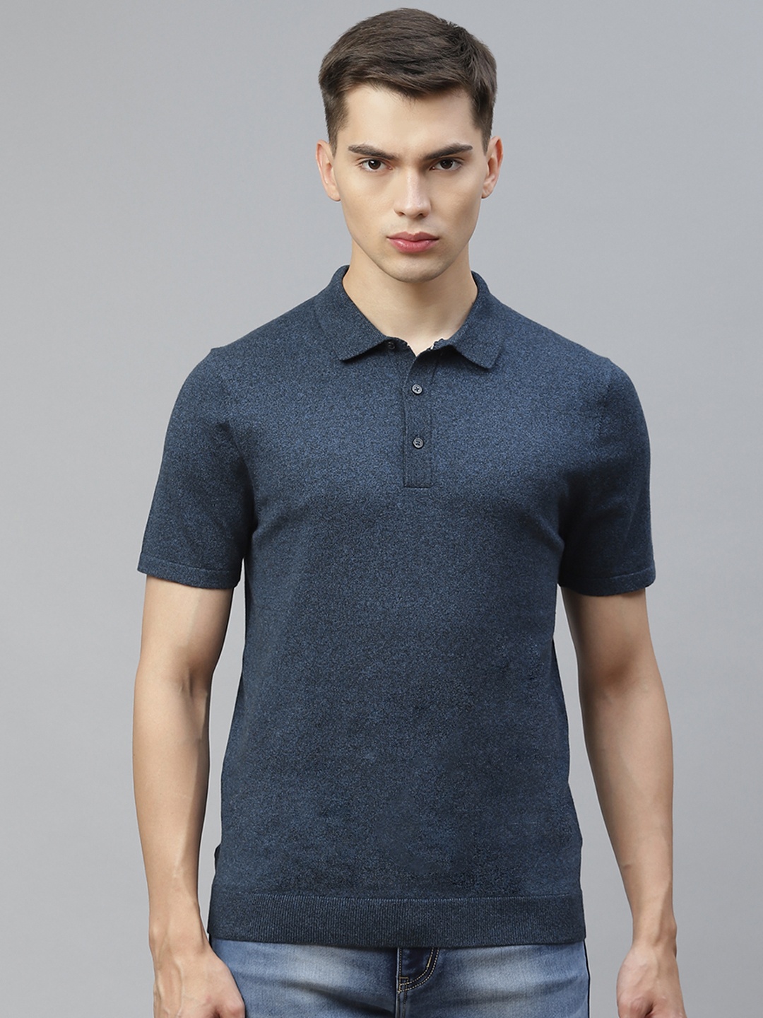 

Marks & Spencer Men Teal Cotton Polo Collar T-shirt