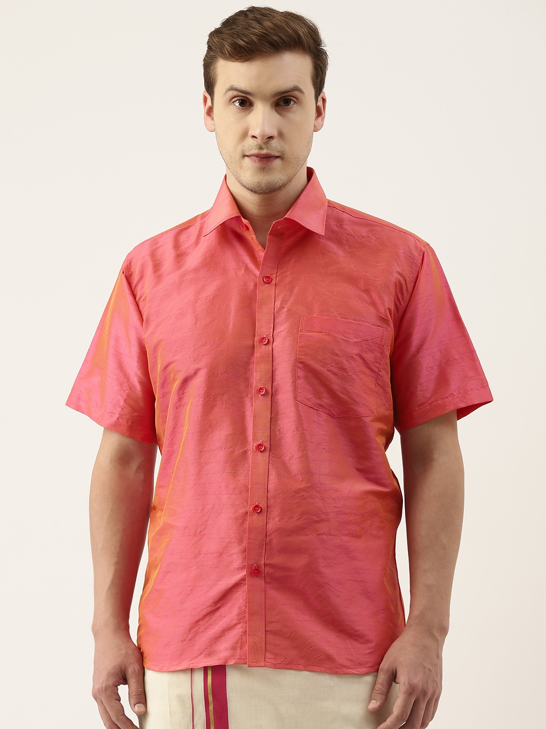

SELVAMAGAN Men Coral Opaque Casual Shirt