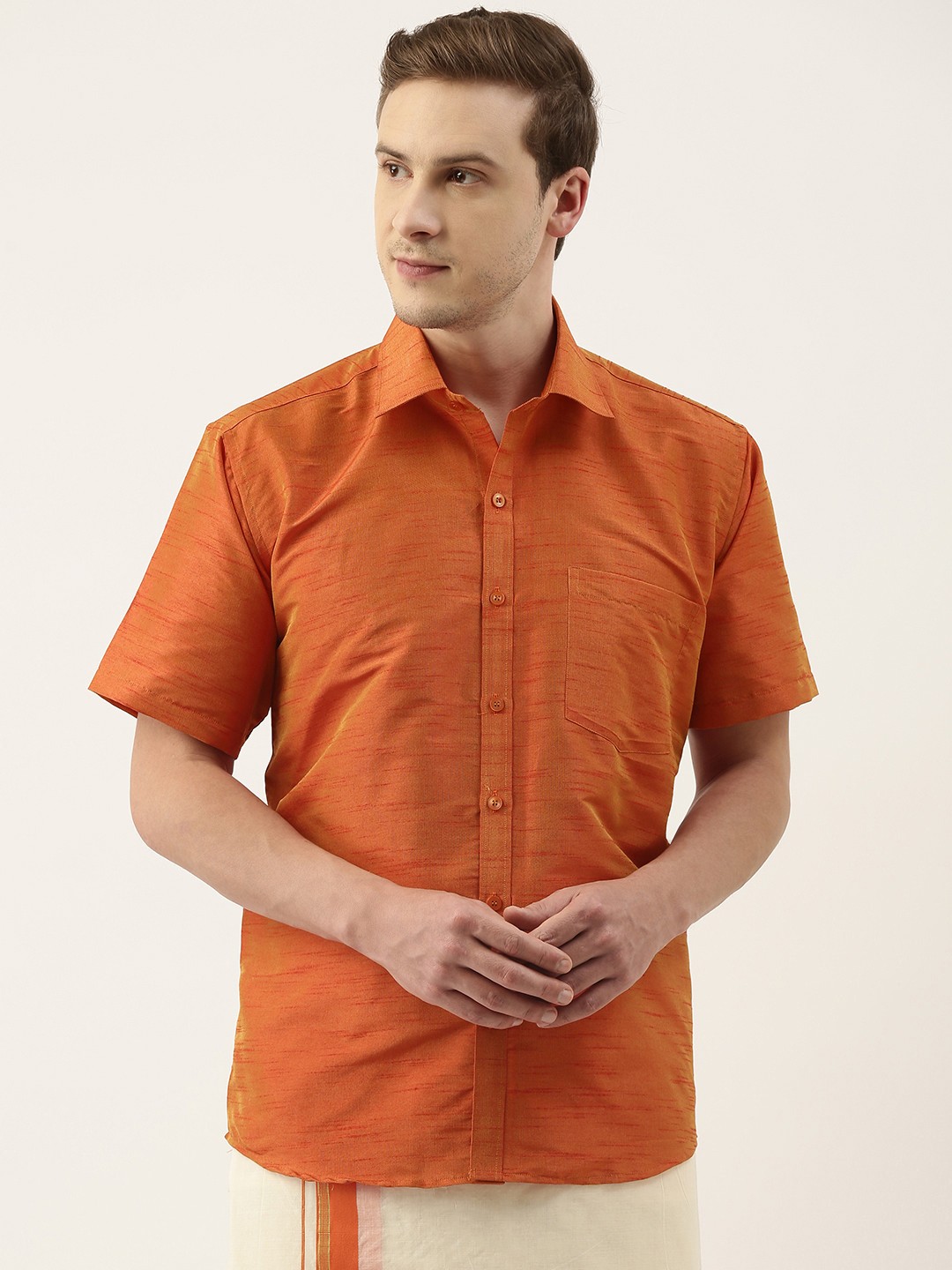 

SELVAMAGAN Men Orange Opaque Casual Shirt
