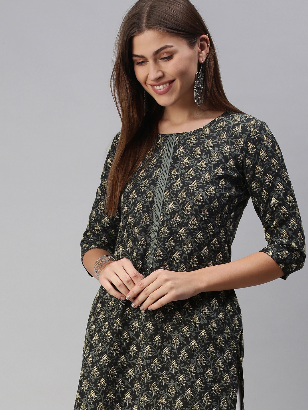 

SheWill Women Grey Floral Kurta