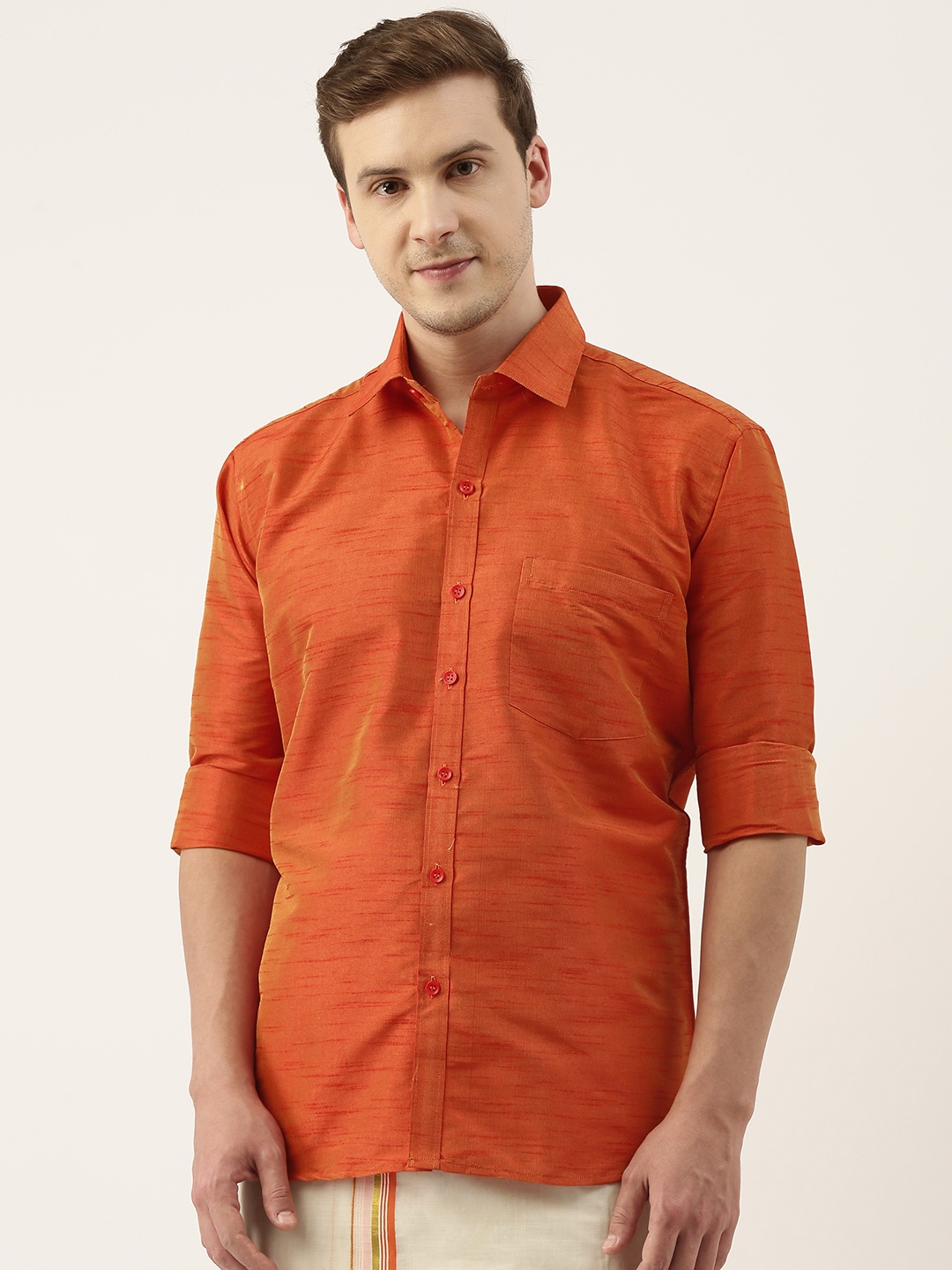 

SELVAMAGAN Men Orange Opaque Casual Shirt