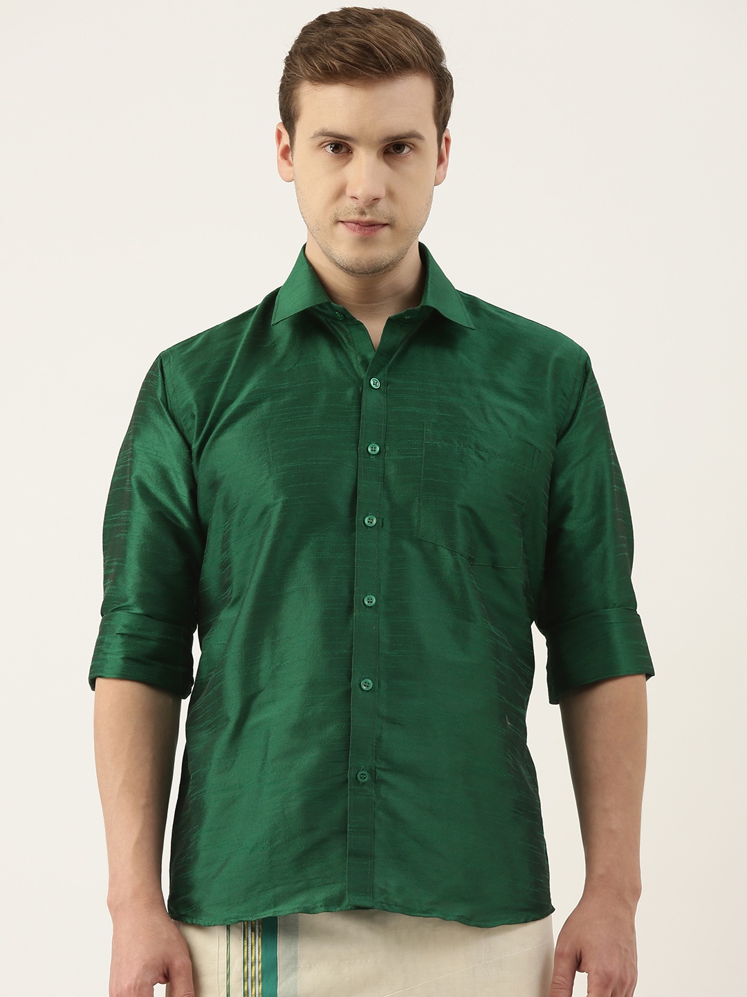 

SELVAMAGAN Men Green Opaque Casual Shirt