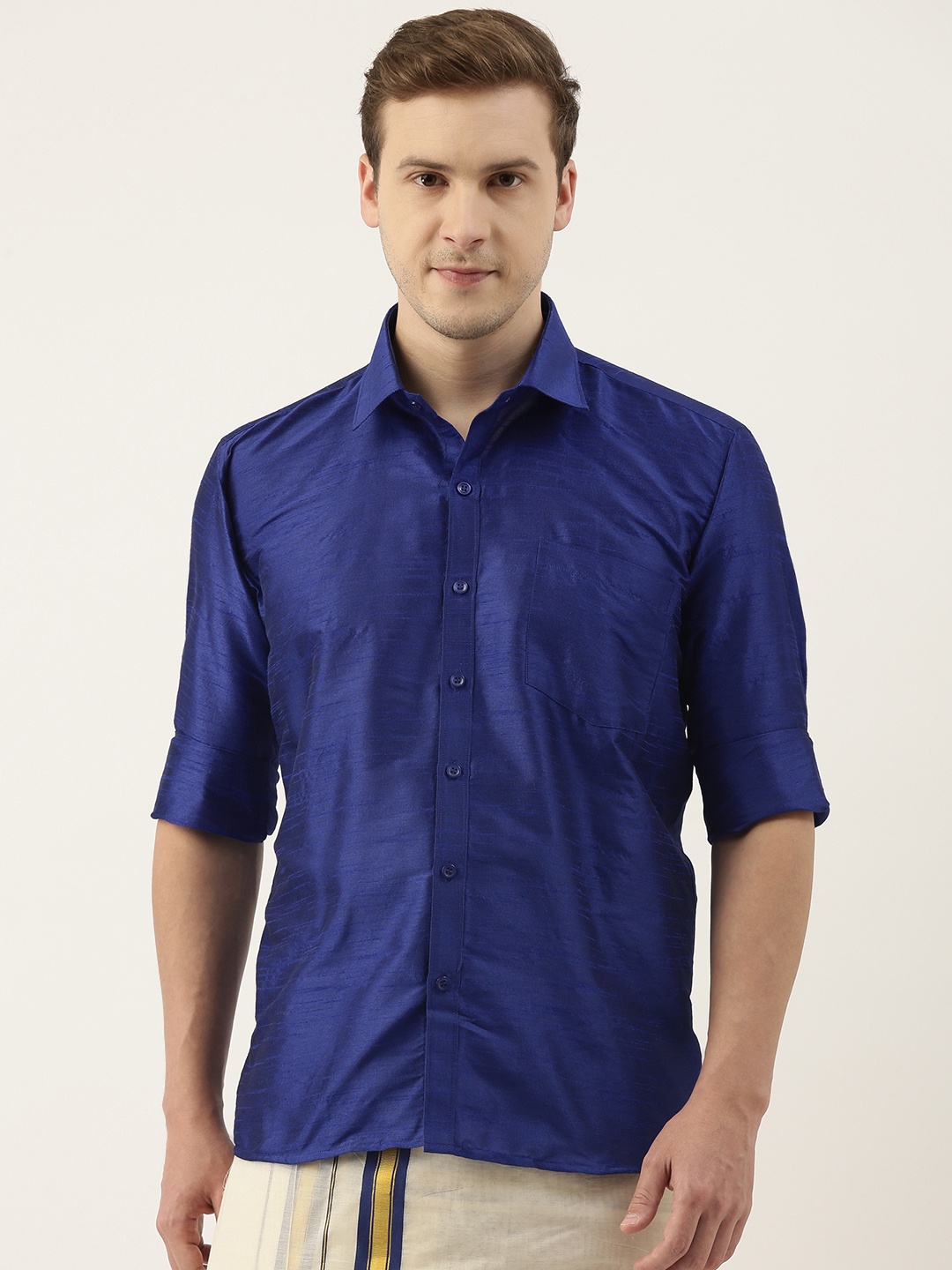 

SELVAMAGAN Men Blue Opaque Casual Shirt