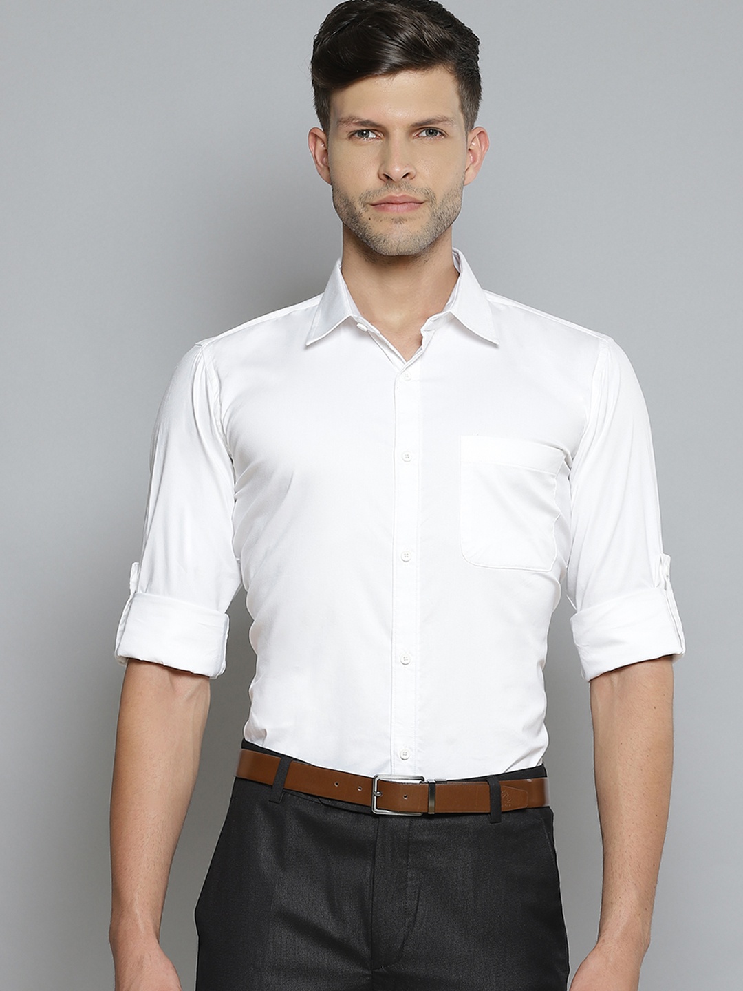 

DENNISON Men White Smart Slim Fit Stretchable Lycra Formal Shirt