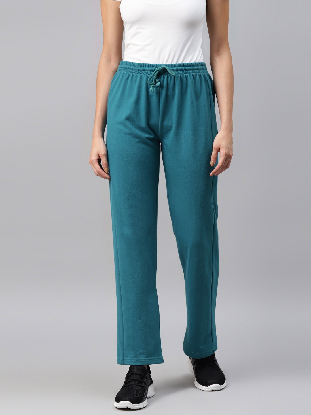 

Laabha Women Turquoise Blue Solid Track Pant