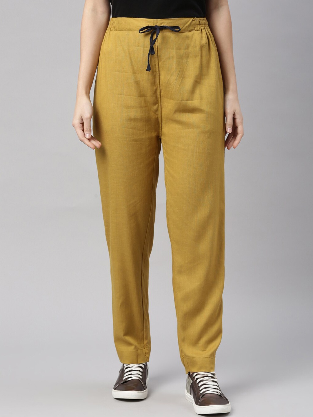 

Kryptic Women Mustard Yellow Slim Fit Trousers