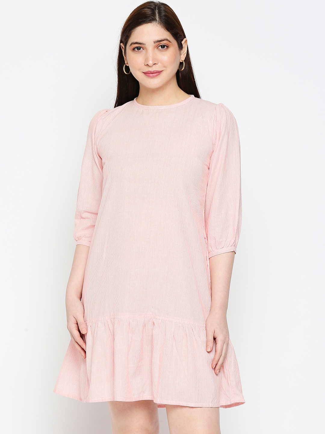 

Kuber Studio Pink Striped A-Line Dress