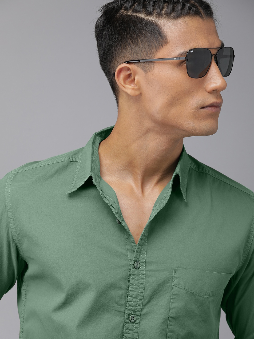 

Roadster Men Sea Green Opaque Casual Shirt
