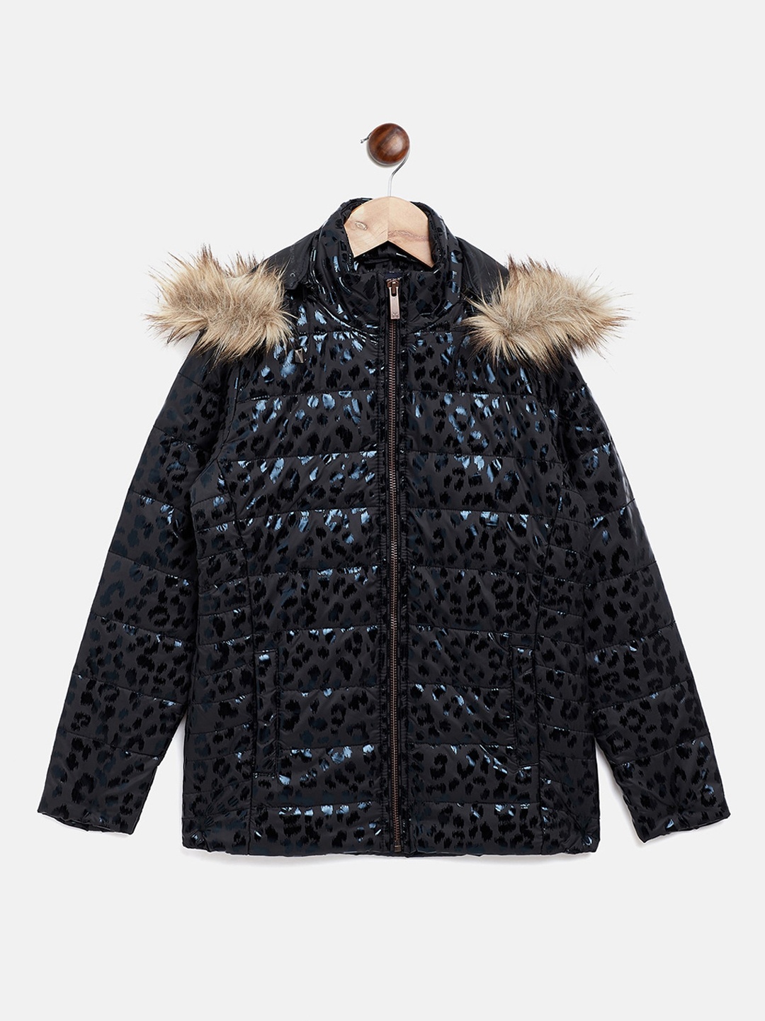 

Crimsoune Club Girls Black Printed Parka Jacket