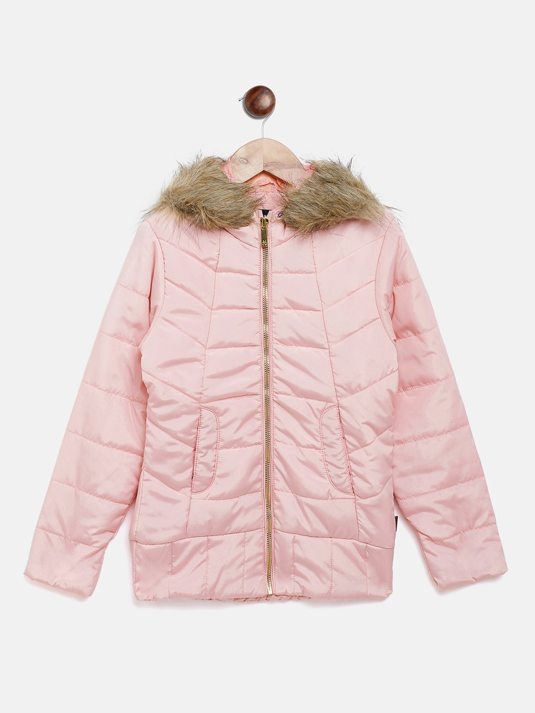 

Crimsoune Club Girls Pink Hooded Padded Jacket