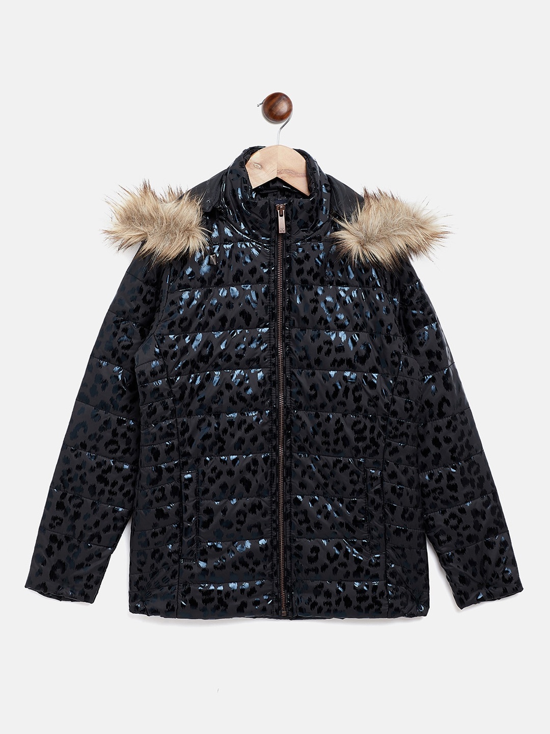 

Crimsoune Club Girls Black Geometric Parka Jacket