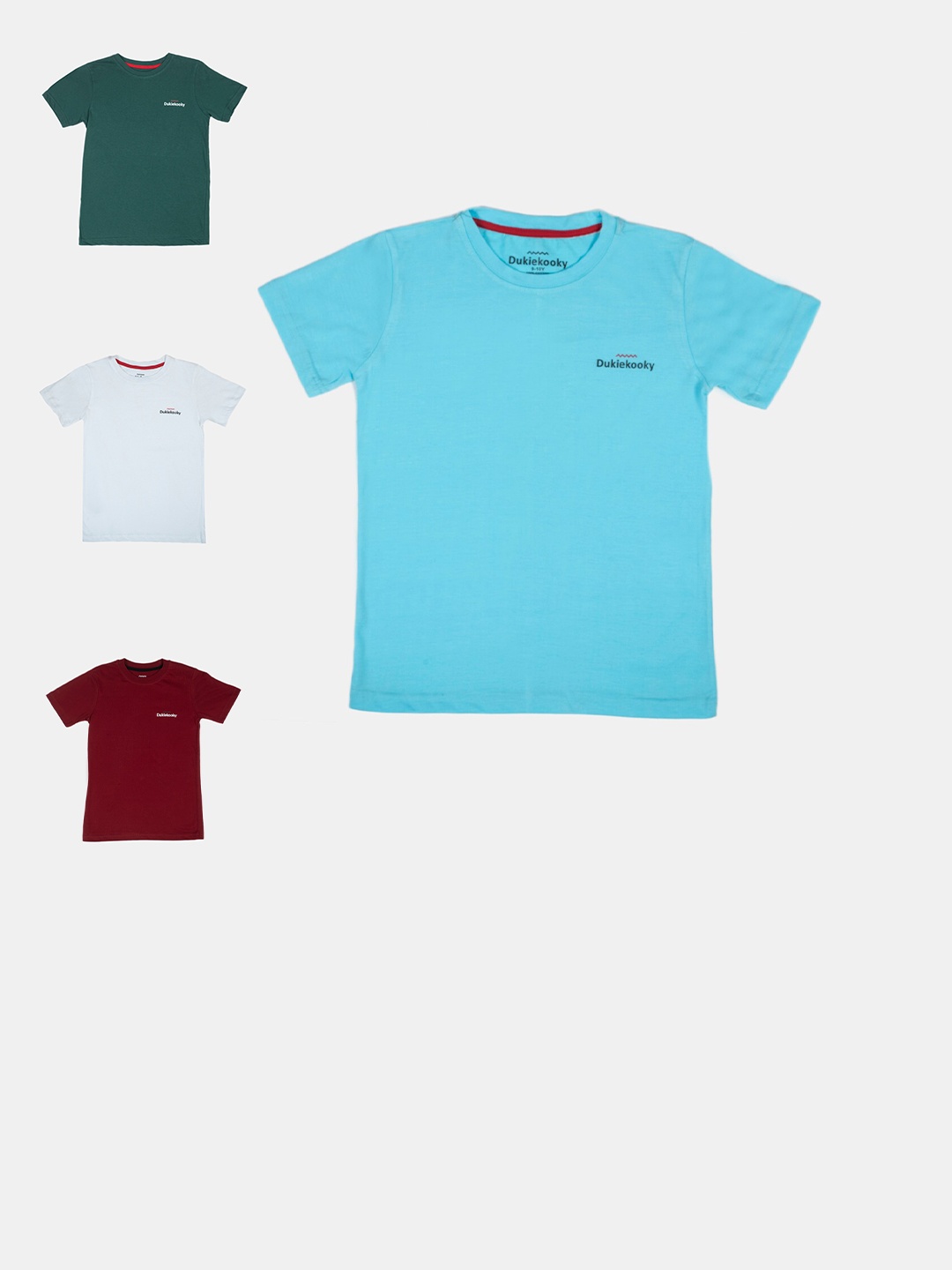 

DukieKooky Boys Pack of 4 Round Neck Cotton T-shirt, Green
