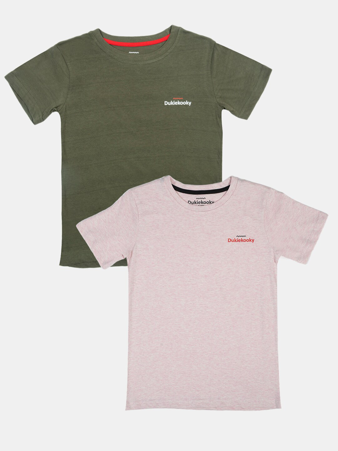 

DukieKooky Boys Solid Pack of 2 T-shirts, Olive