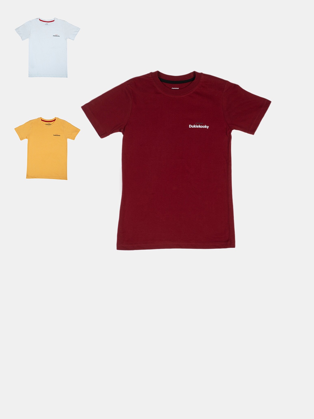 

DukieKooky Boys Pack Of 3 Pure Cotton T-shirts, White