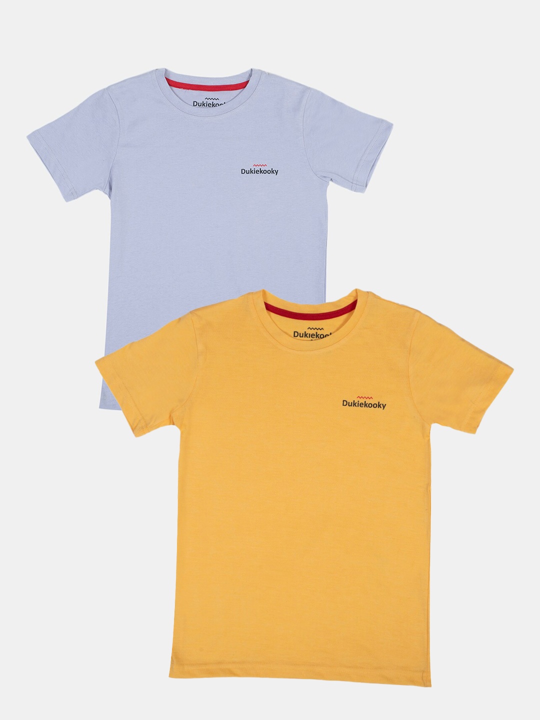 

DukieKooky Pack of 2 Boys Yellow Blue Cotton Pure Cotton T-shirt