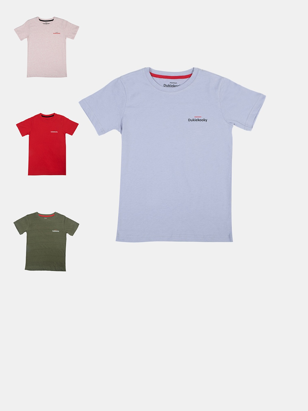 

DukieKooky Boys Pack of 4 Solid T-shirts, Red