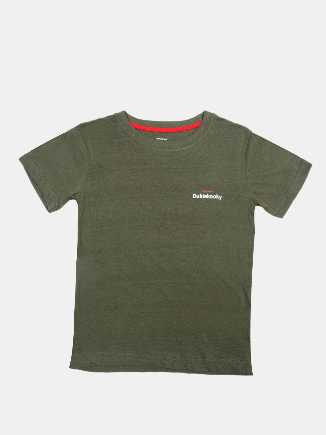 

DukieKooky Boys Olive Green Solid Round Neck Tshirt