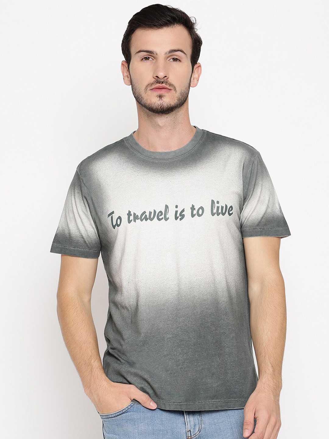 

Wolfpack Men Green & Grey Colorblocked T-shirt