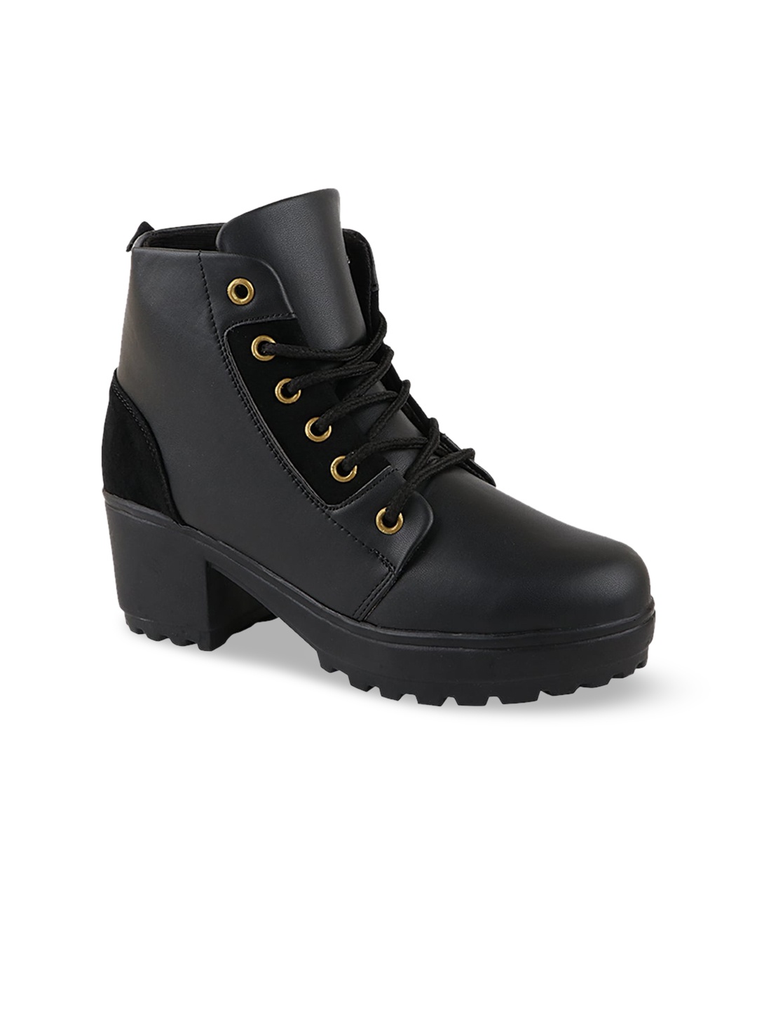 

Shoetopia Women Black Heeled Boots