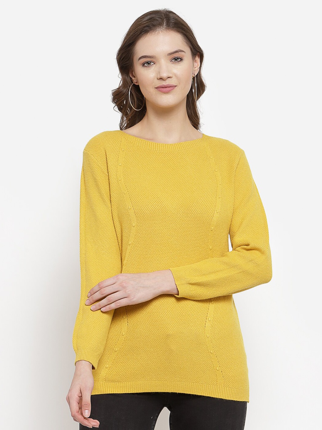 

Mafadeny Women Yellow Pullover