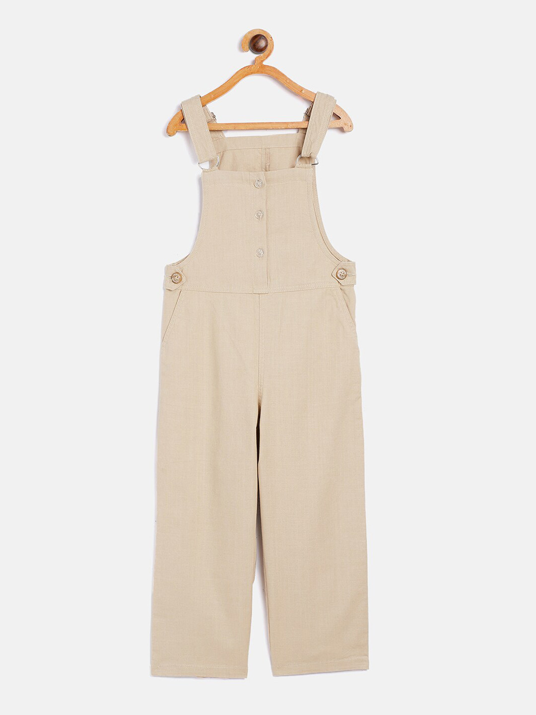 

Crimsoune Club Girls Beige Solid Straight-Fit Dungarees